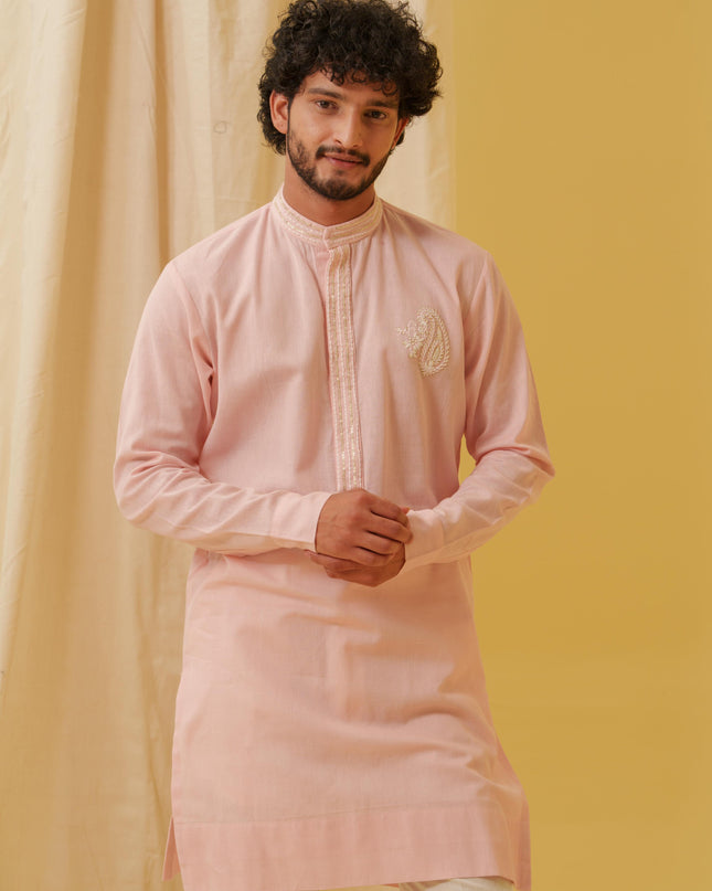 Rajwada Grace Kurta with Motif (Pink)