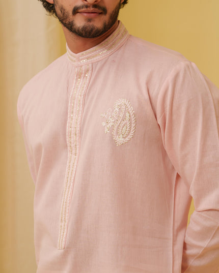 Rajwada Grace Kurta with Motif (Pink)