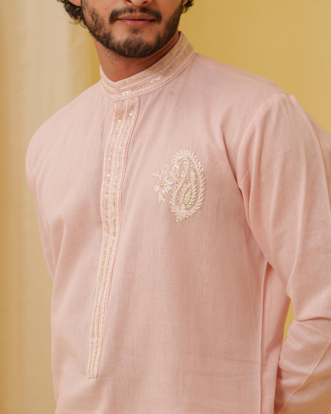 Rajwada Grace Kurta with Motif (Pink)