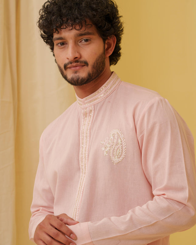 Rajwada Grace Kurta with Motif (Pink)