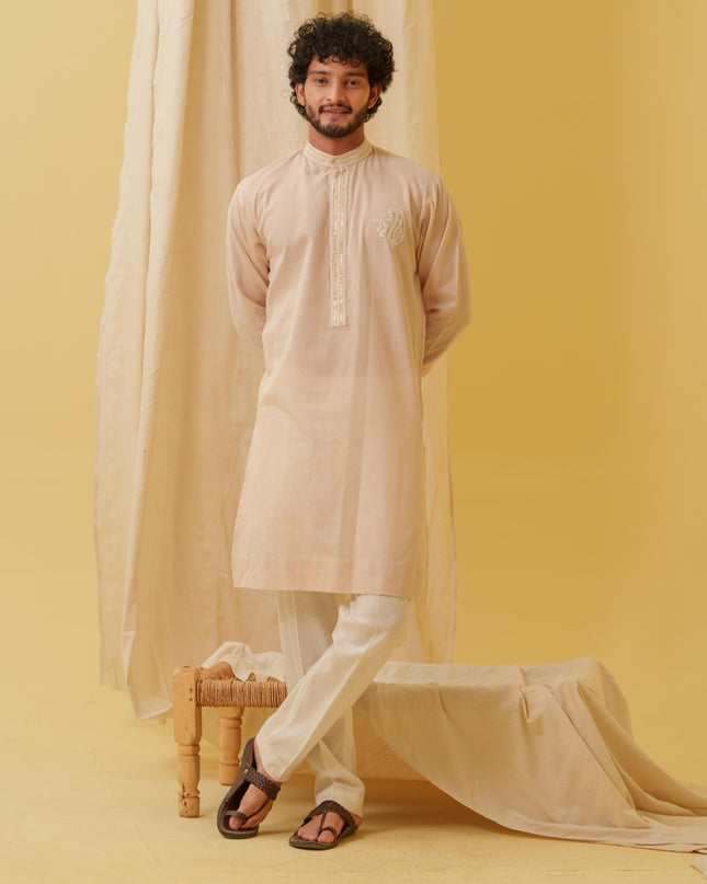 Rajwada Grace Kurta with Motif (Beige)