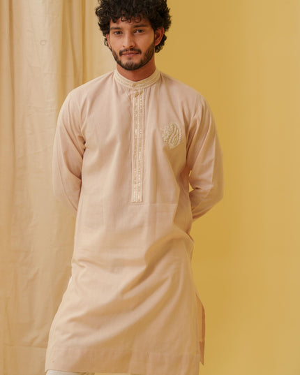 Rajwada Grace Kurta with Motif (Beige)