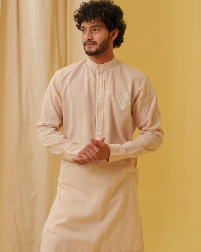 Rajwada Grace Kurta with Motif (Beige)