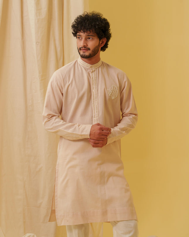 Rajwada Grace Kurta with Motif (Beige)