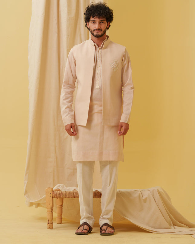 Desi Majesty - 3 Piece Kurta Set (Beige)