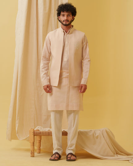 Desi Majesty - 3 Piece Kurta Set (Beige)