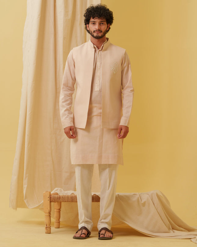 Desi Majesty - 3 Piece Kurta Set (Beige)