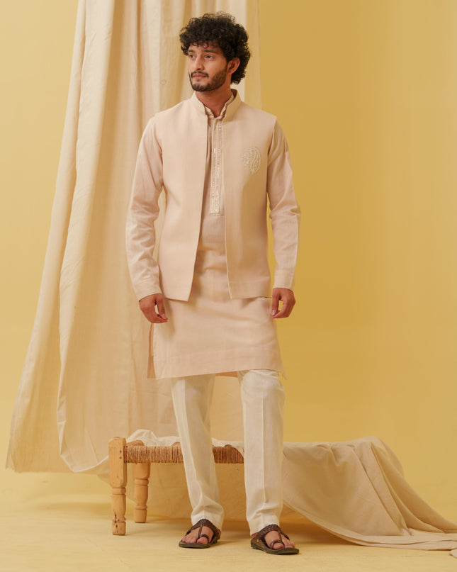 Desi Majesty - 3 Piece Kurta Set (Beige)