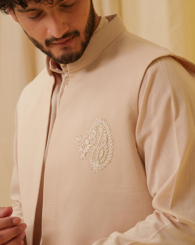 Desi Majesty - 3 Piece Kurta Set (Beige)