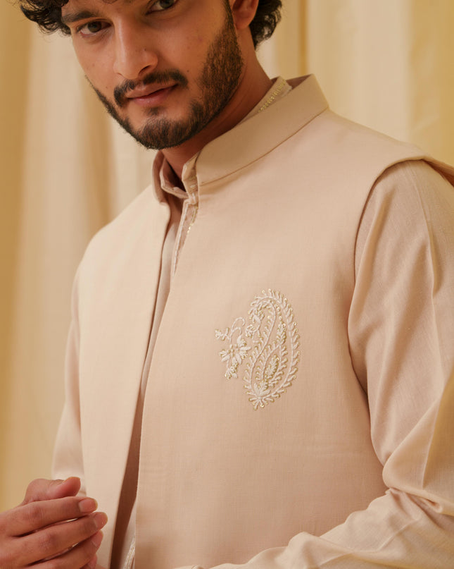 Desi Majesty - 3 Piece Kurta Set (Beige)