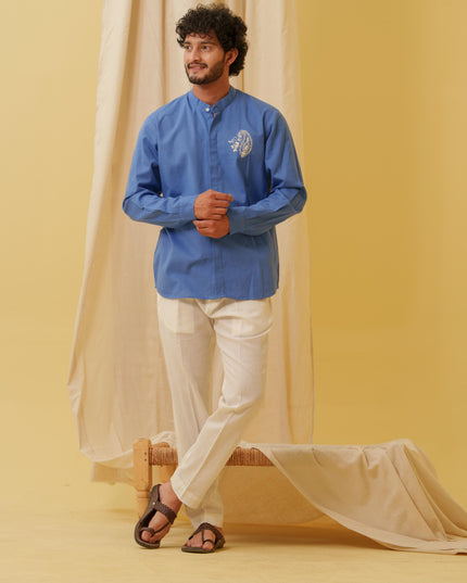 Urban Virasat Shirt with Motif (Royal Blue)