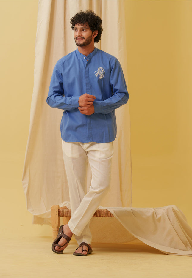 Urban Virasat Shirt with Motif (Royal Blue)