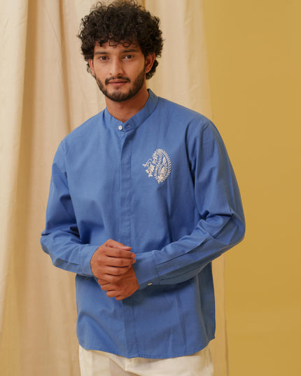 Urban Virasat Shirt with Motif (Royal Blue)