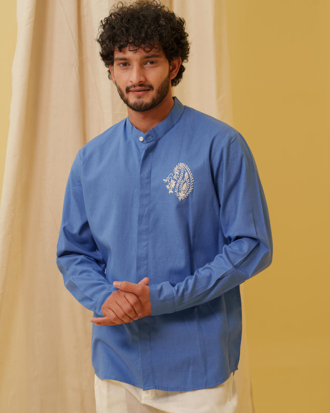 Urban Virasat Shirt with Motif (Royal Blue)