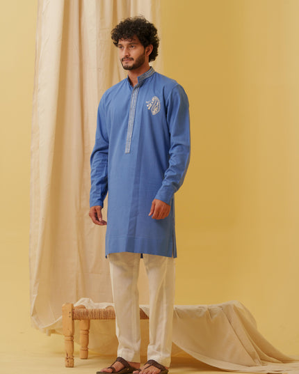 Rajwada Grace Kurta with Motif (Royal Blue)