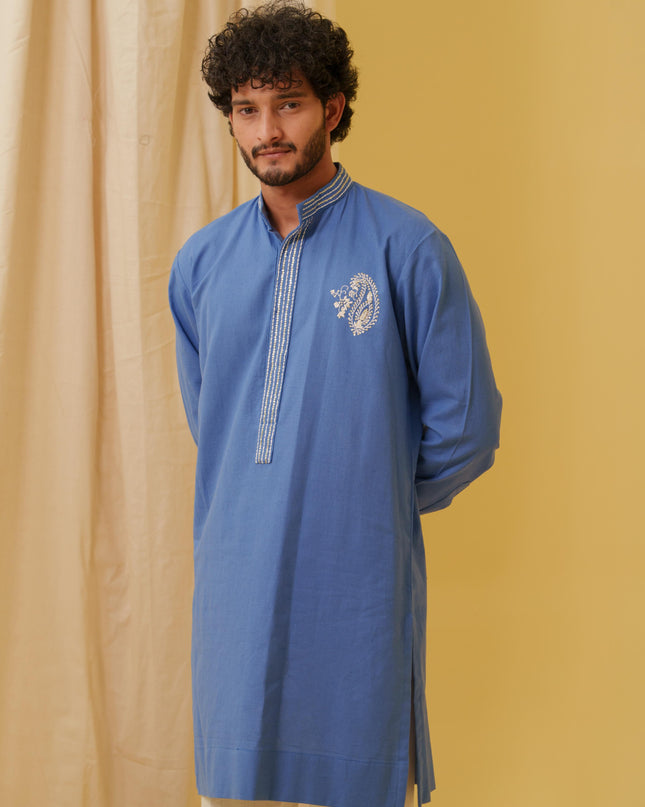Rajwada Grace Kurta with Motif (Royal Blue)