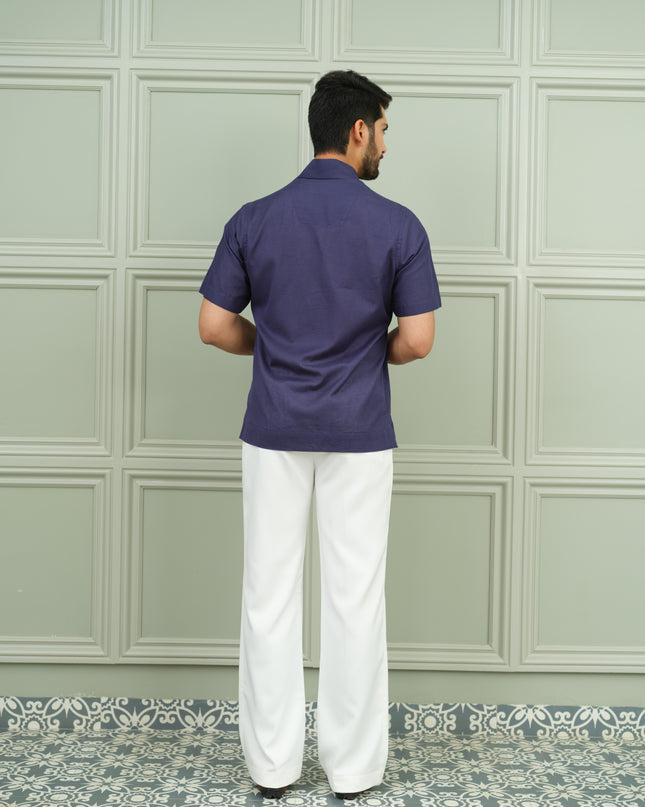 Desi Denim - Open Collar Shirt with Motif