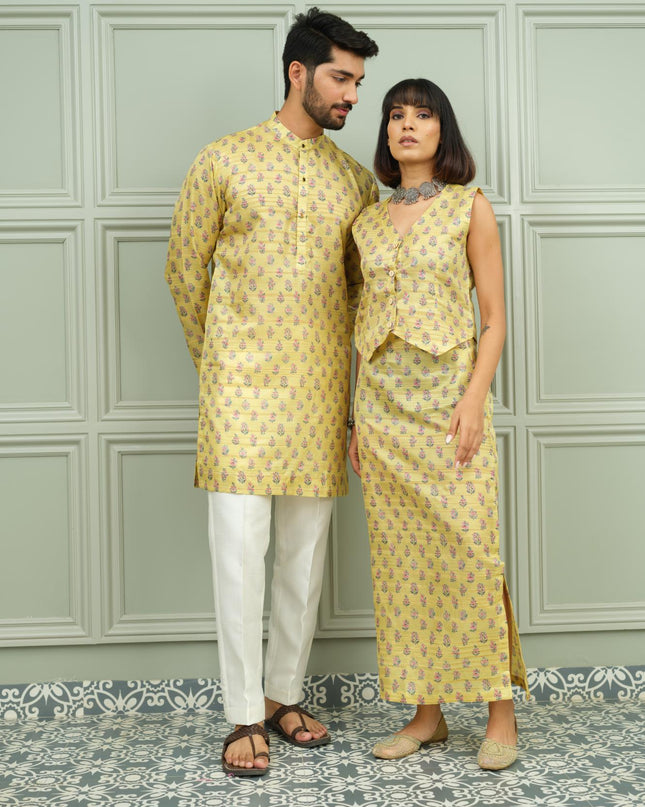 Yellow Tashan & Haldi Pop - Couple Coordination
