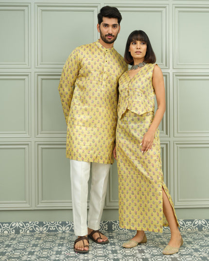 Yellow Tashan & Haldi Pop - Couple Coordination