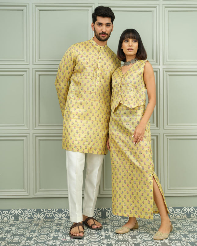 Yellow Tashan & Haldi Pop - Couple Coordination