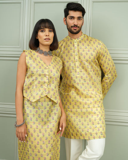 Yellow Tashan & Haldi Pop - Couple Coordination