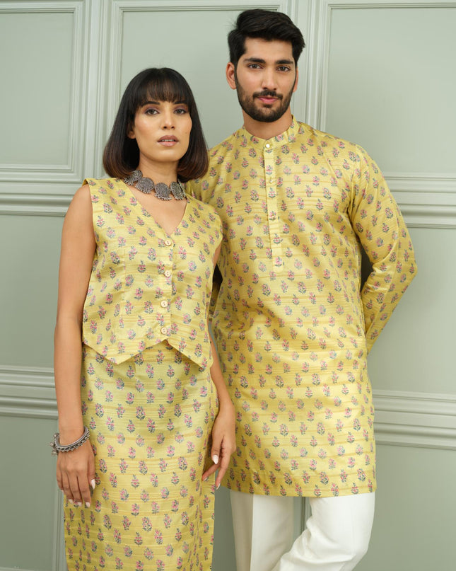 Yellow Tashan & Haldi Pop - Couple Coordination