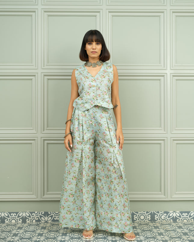 Gulmohar Glow - Mint Floral Co-ord Set