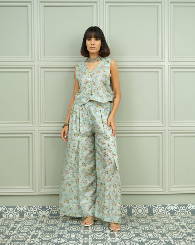 Gulmohar Glow - Mint Floral Co-ord Set