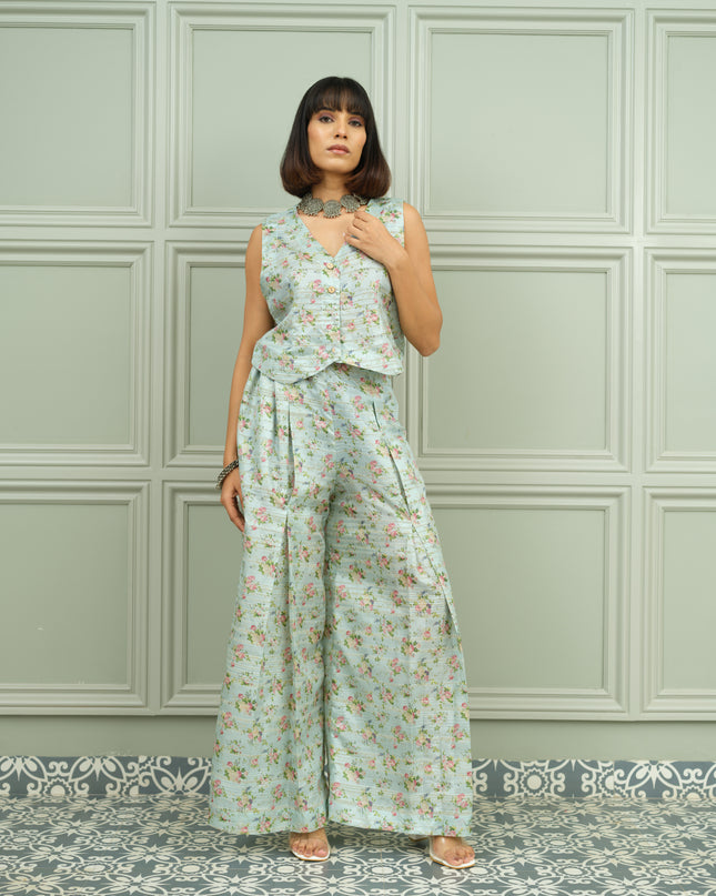 Gulmohar Glow - Mint Floral Co-ord Set