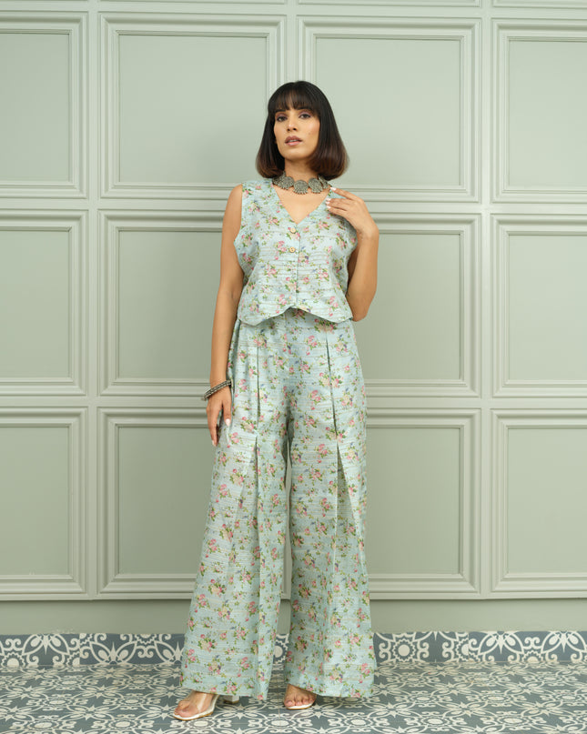 Gulmohar Glow - Mint Floral Co-ord Set