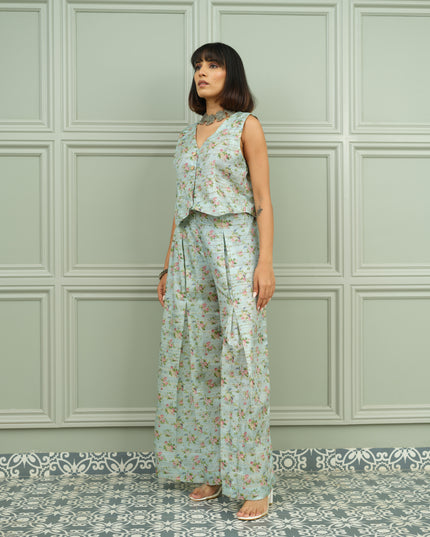 Gulmohar Glow - Mint Floral Co-ord Set
