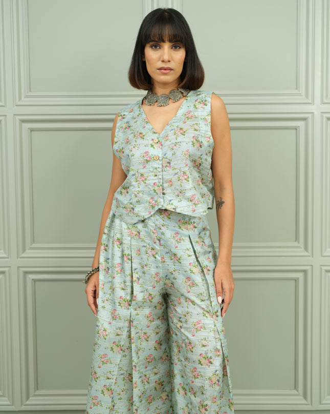 Gulmohar Glow - Mint Floral Co-ord Set