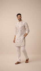 Desi Safari - Botanical Print Kurta for Men | Khadi Linen | Khadidhaga
