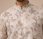 Desi Safari - Botanical Print Kurta for Men | Khadi Linen | Khadidhaga