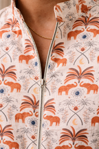 Ivory Caravan - Premium Linen Blend Safari Print Kurta for Men